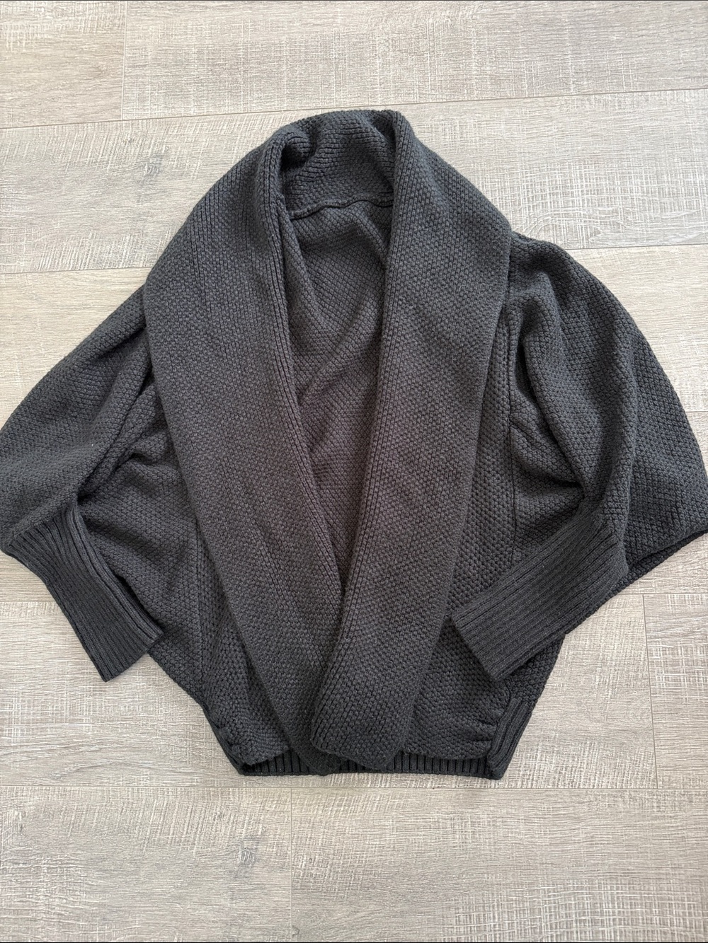 Shawl-Collar Black Knit Cardigan Sweater